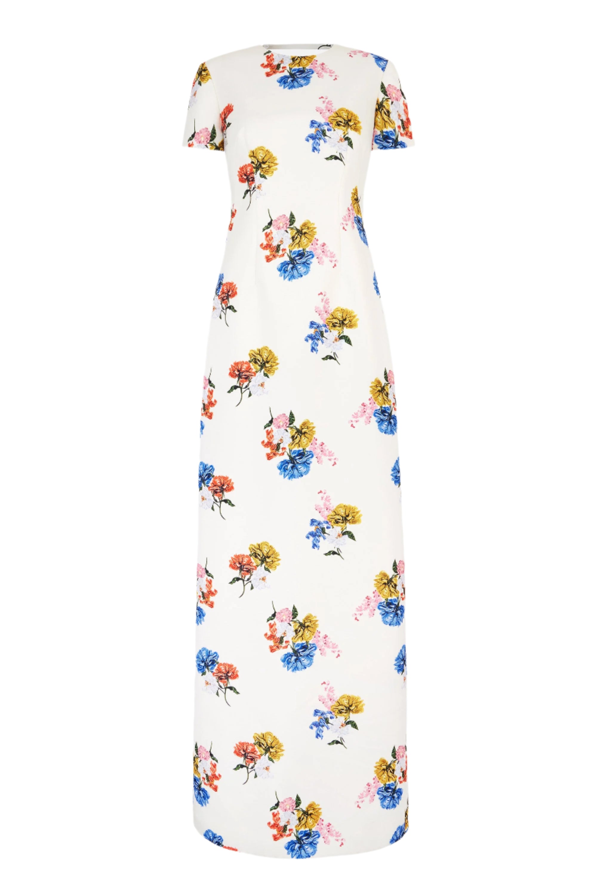 Fosette Dress In Retro Bouquet On White Taffeta Faille | Emilia Wickstead