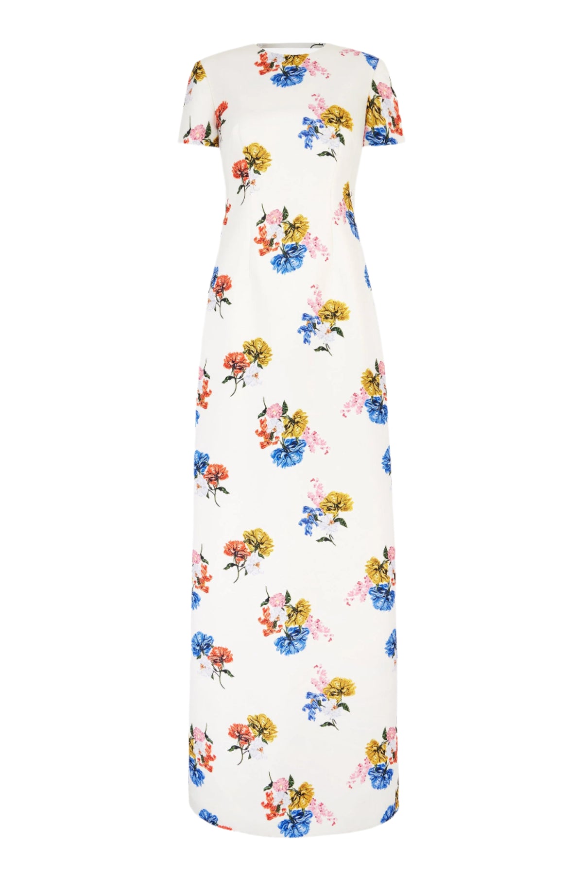 Fosette Dress In Retro Bouquet On White Taffeta Faille | Emilia Wickstead