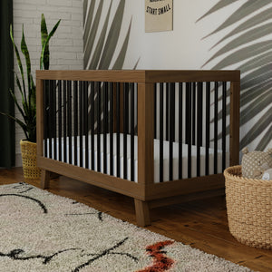 Hudson 3-in-1 Convertible Crib with Toddler Bed Conversion Kit in Natural Walnut&Black