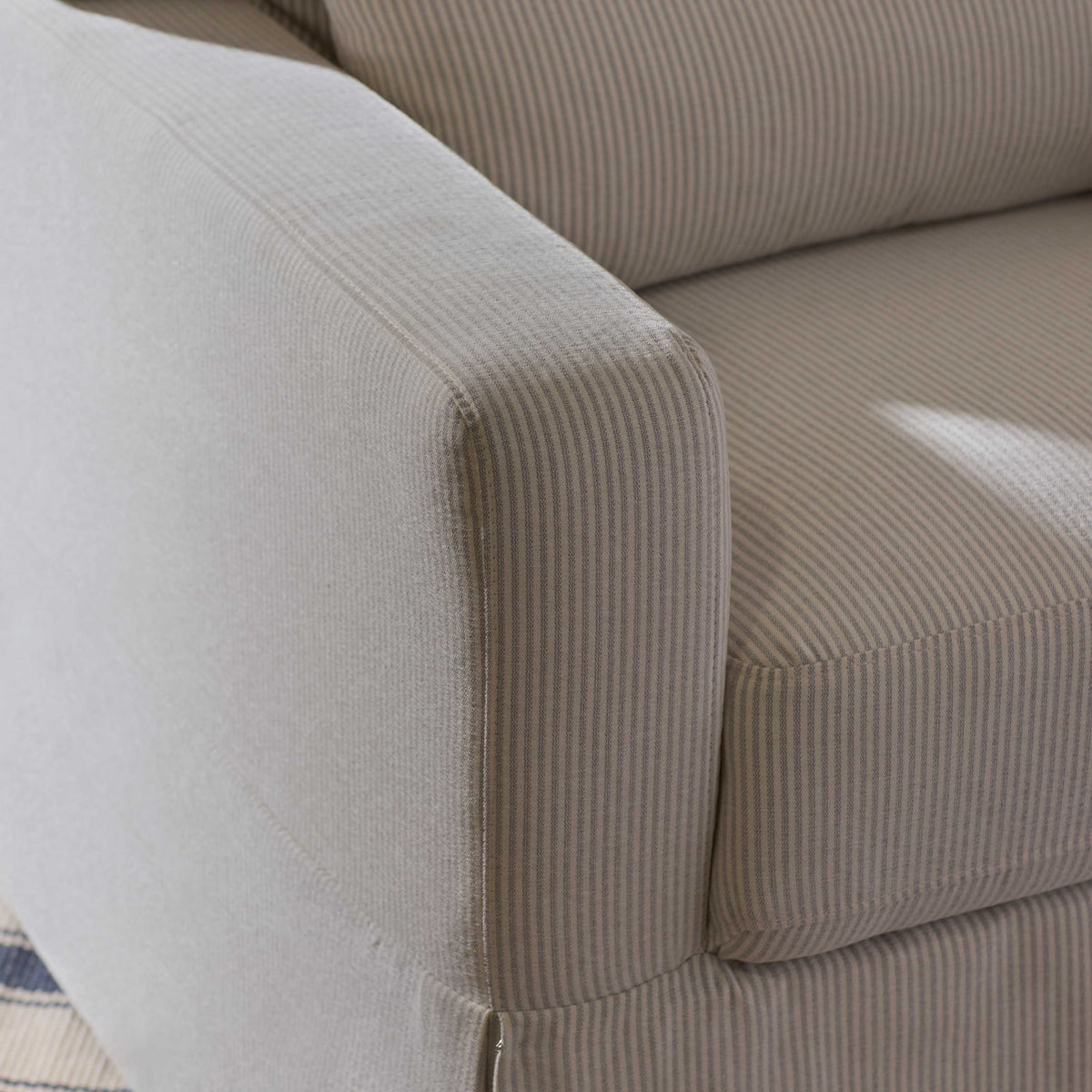 Crawford Pillowback Comfort Swivel Glider in Fog Chatham Stripe Performance Eco-Weave