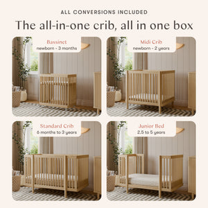 Pogo 8-in-1 Convertible Crib with All-Stages Conversion Kits in Blonde