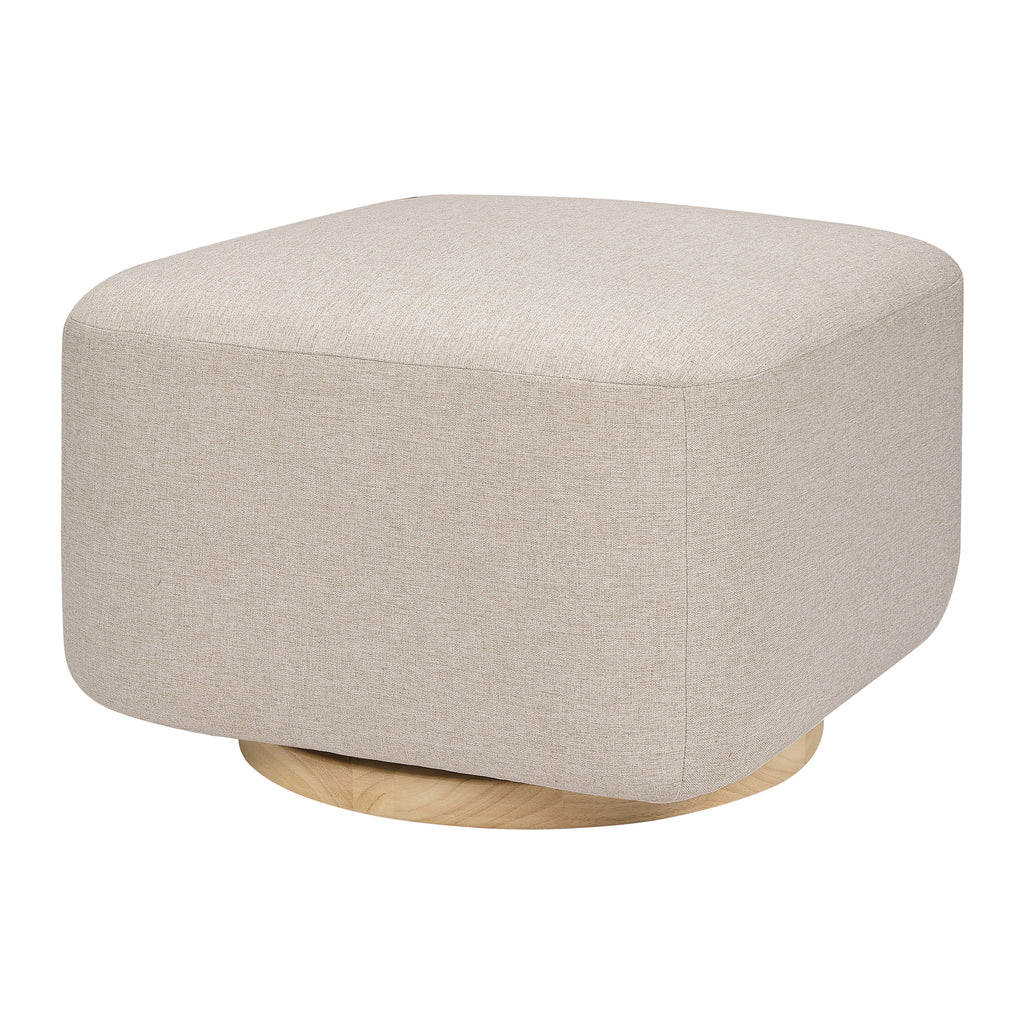 Kiwi Gliding Ottoman in Performance Beach Eco-Weave with Light Wood Base