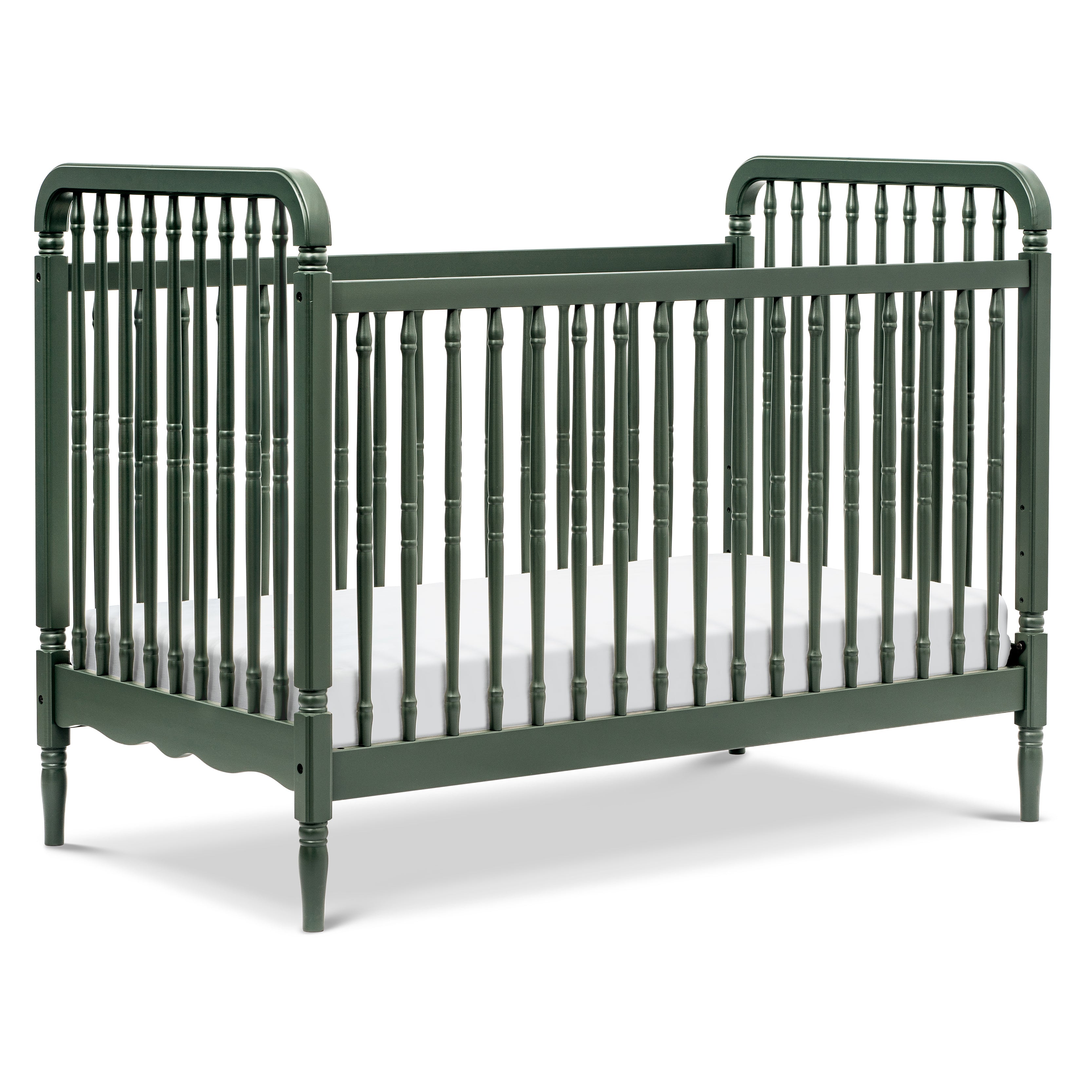Liberty 3-in-1 Convertible Spindle Crib with Toddler Bed Conversion Kit in Forest Green