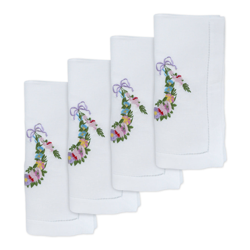 Flower Garland Dinner Napkins (4) garland Chefanie
