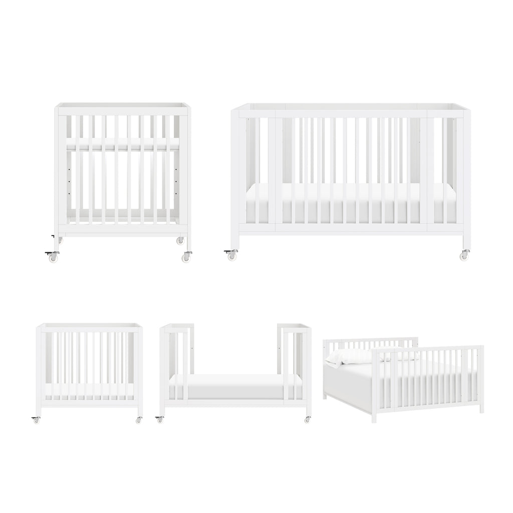 Rolli 9-in-1 Convertible All-Stages® Crib with Bassinet & Toddler Bed Conversion Kits in White