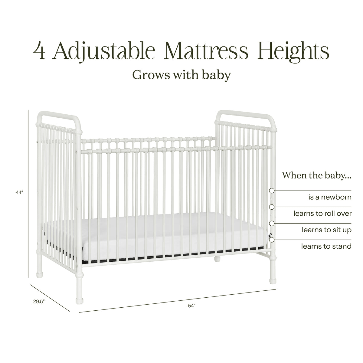 Abigail 3-in-1 Convertible Crib in Washed White