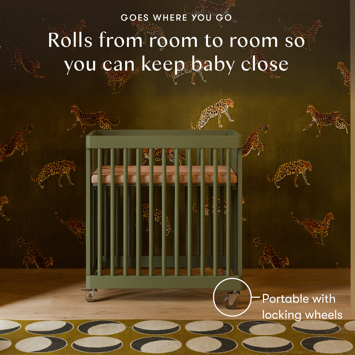 Pogo 8-in-1 Convertible Crib with All-Stages Conversion Kits in Olive