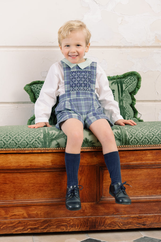 George Blue Tartan Overalls and Shirt