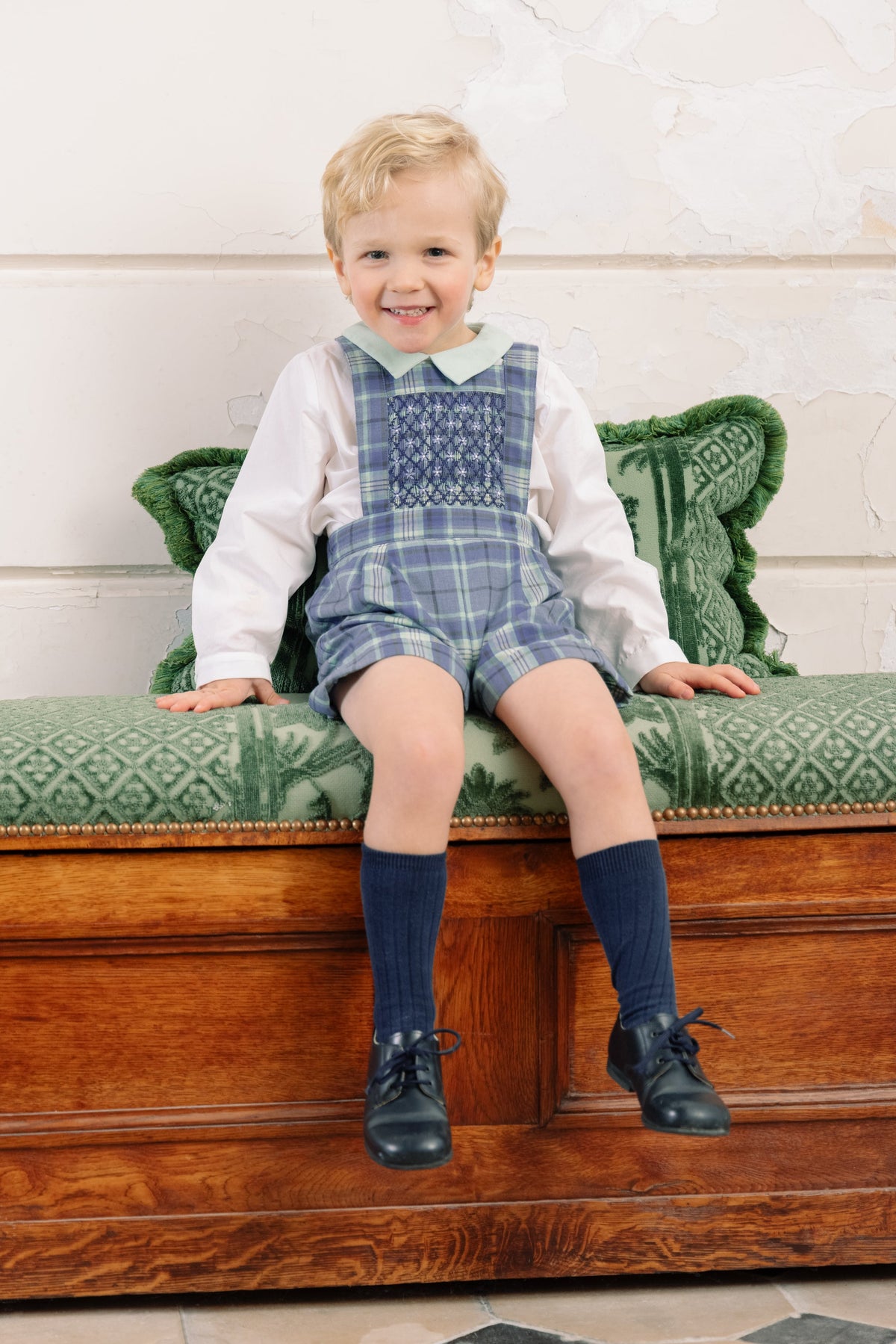 George Blue Tartan Overalls and Shirt