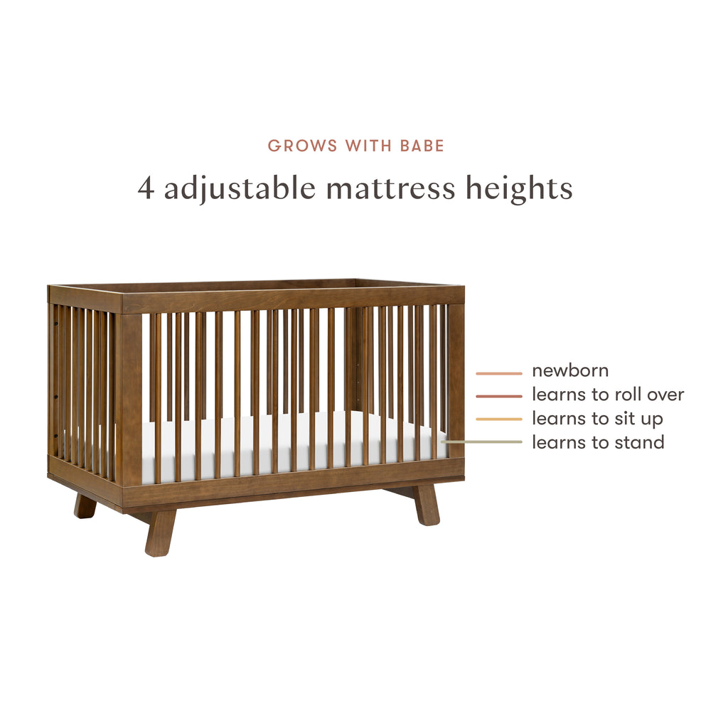 Hudson 3-in-1 Convertible Crib with Toddler Bed Conversion Kit in Natural Walnut