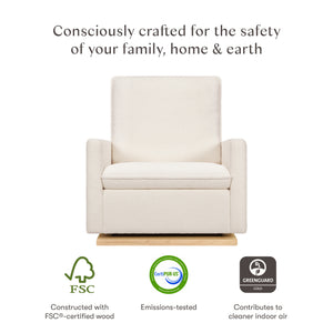 Cali Pillowback Chair and a Half Glider in Fleece in Chantilly Fleece with Light Wood Base