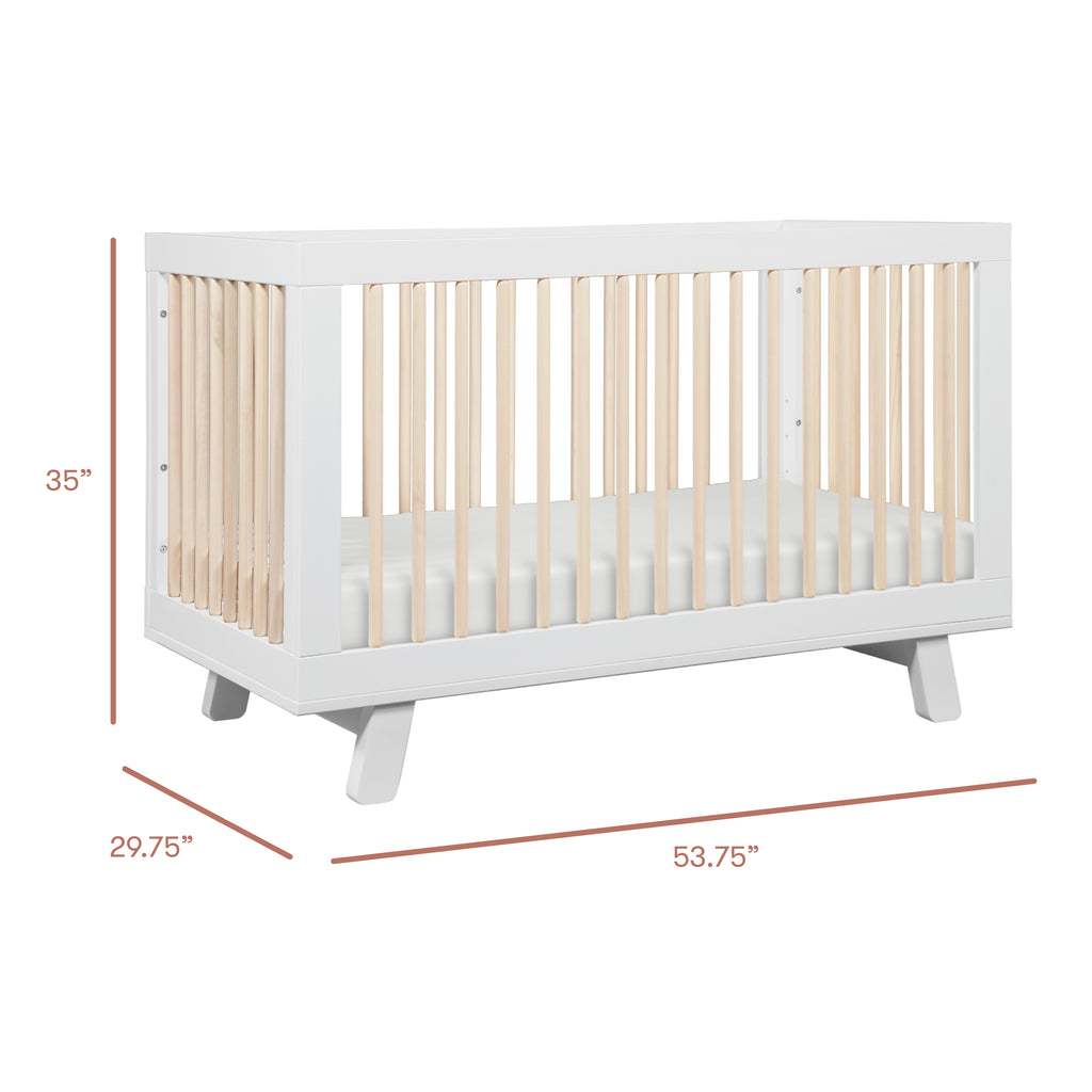 Hudson 3-in-1 Convertible Crib with Toddler Bed Conversion Kit in White & Washed Natural