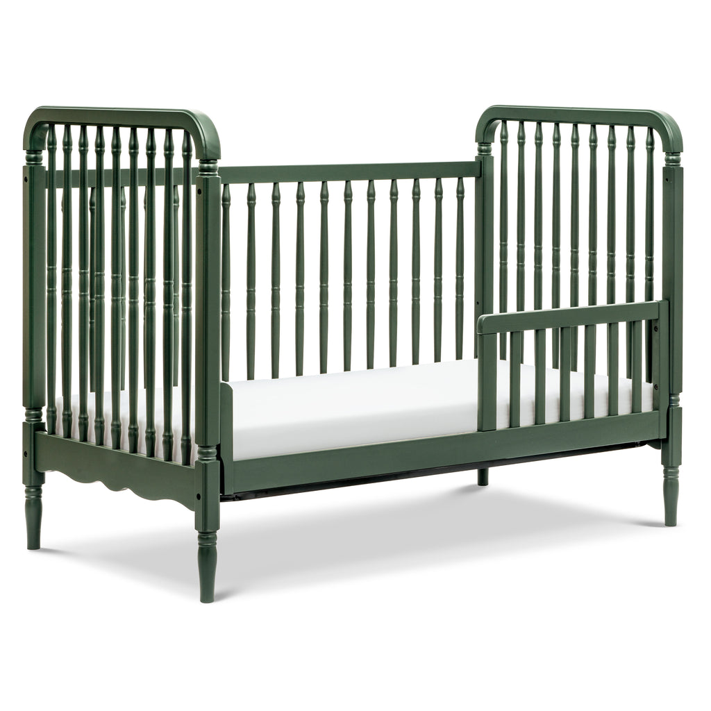 Liberty 3-in-1 Convertible Spindle Crib with Toddler Bed Conversion Kit in Forest Green