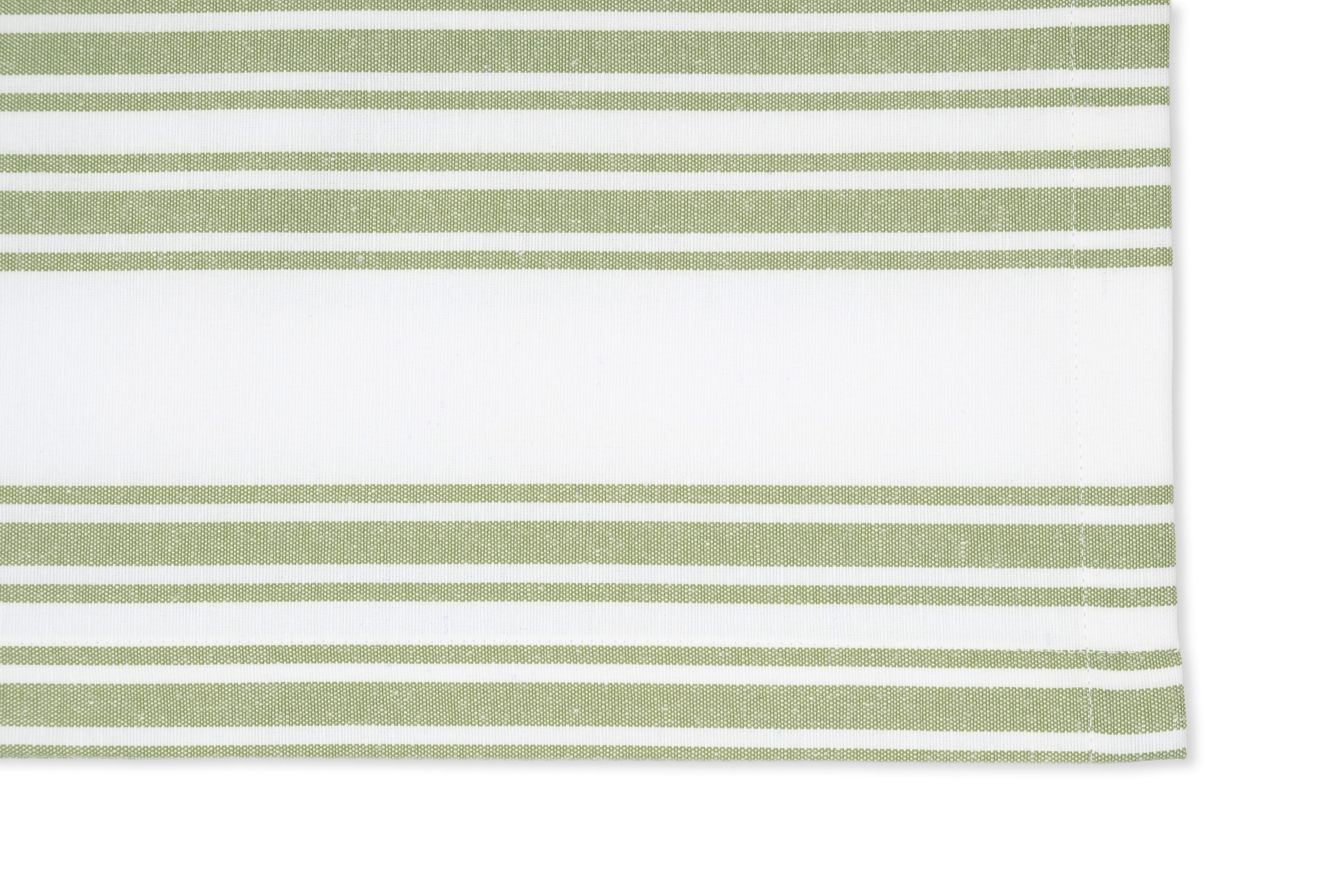 Green Stripe Cotton Tablecloth