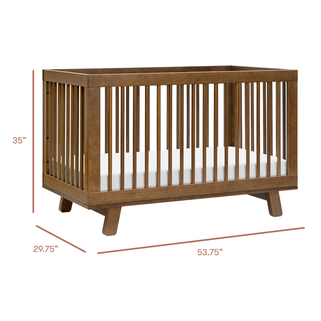 Hudson 3-in-1 Convertible Crib with Toddler Bed Conversion Kit in Natural Walnut