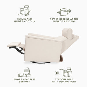 Willa Plus Power Glider Recliner w/ Power Headrest in Performance Ivory Boucle