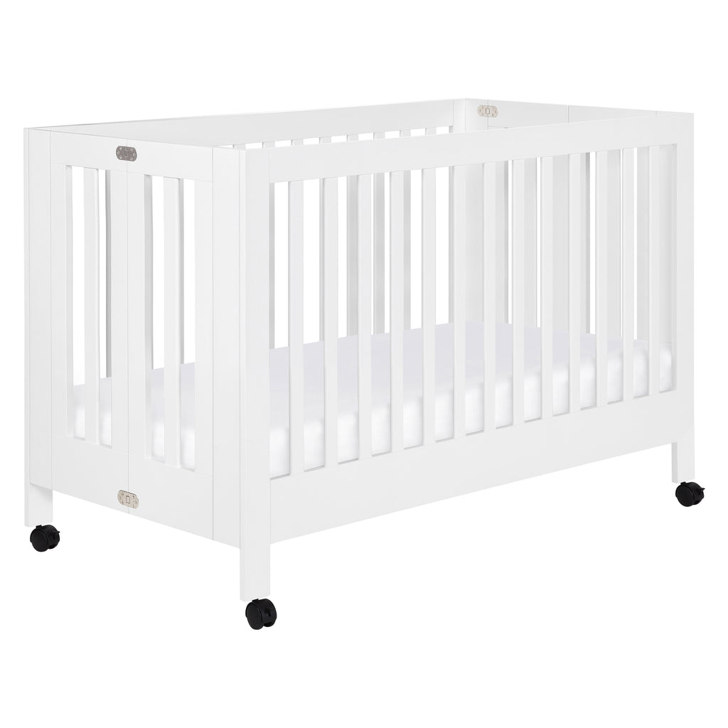 Maki Portable Folding Crib with Toddler Bed Conversion Kit in White