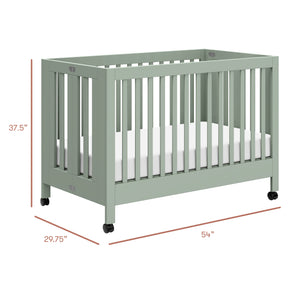 Maki Portable Folding Crib with Toddler Bed Conversion Kit in Light Sage