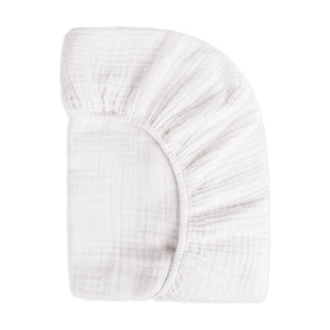 Crib Sheet in GOTS Certified Organic Muslin Cotton in White