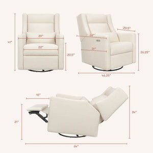 Kiwi Plus Power Recliner and Swivel Glider with Power Adjustable Headrest and USB Port in Performance Ivory Boucle