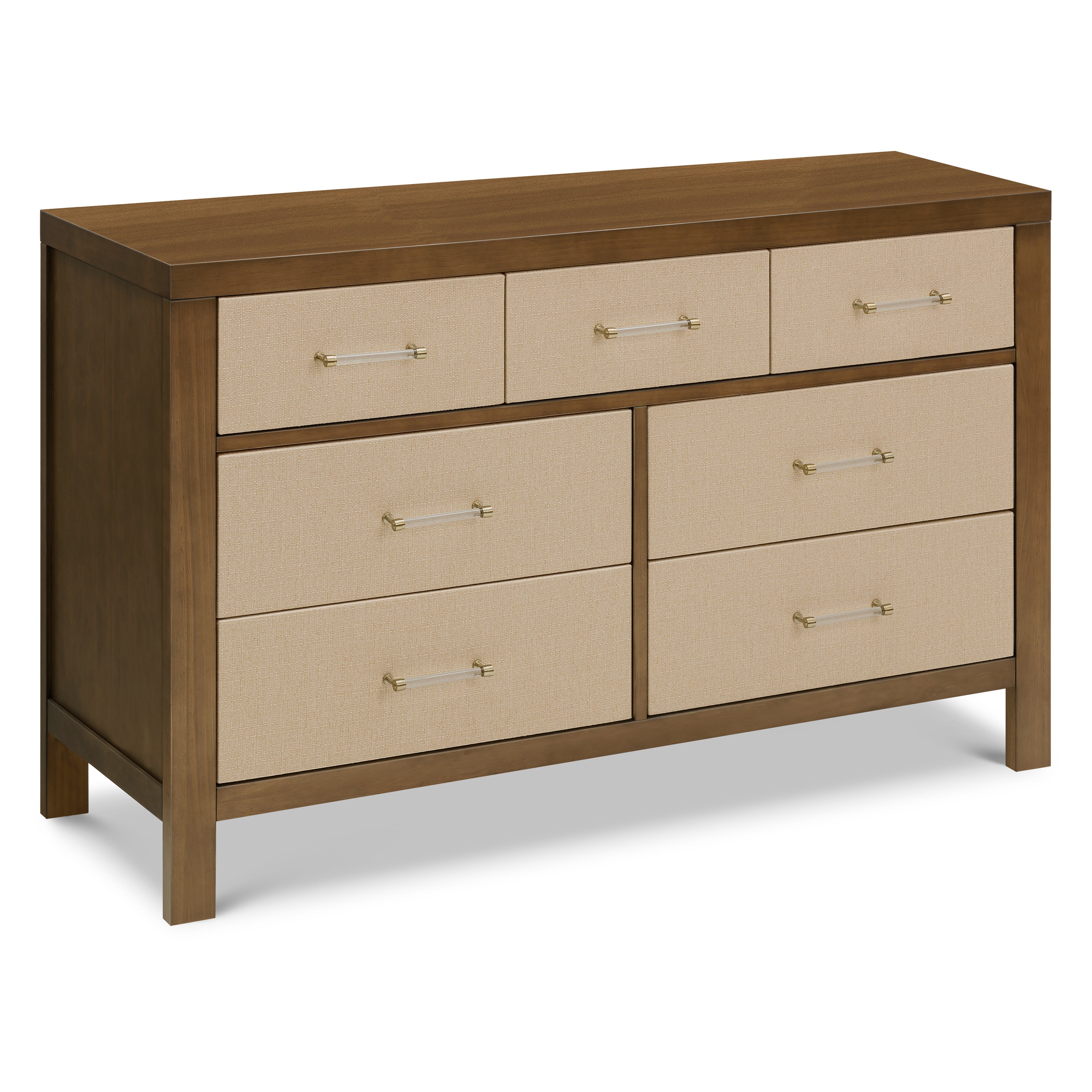 Eloise 7-Drawer Assembled Dresser in Natural Walnut & Performance Sand Eco-Weave