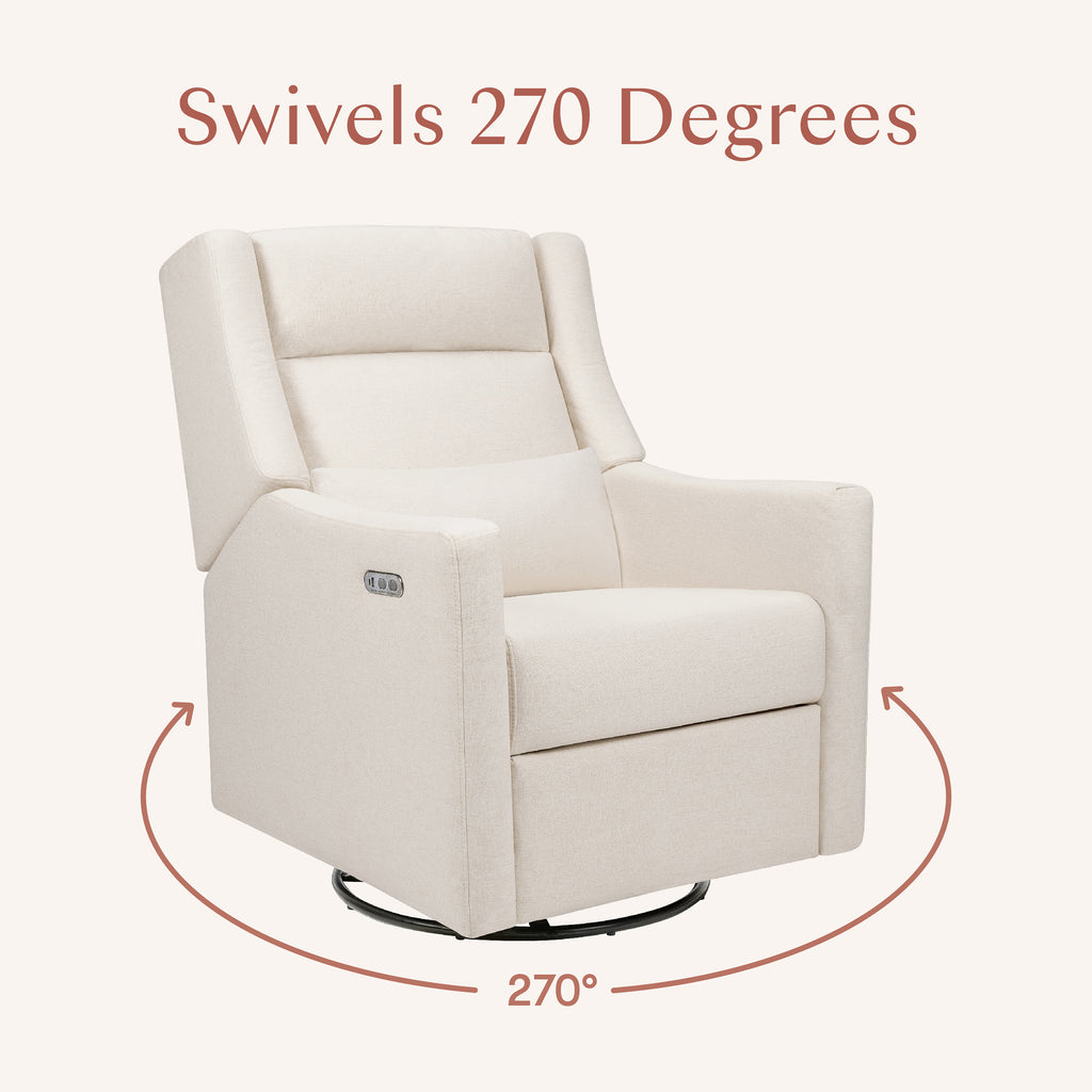 Kiwi Plus Power Recliner and Swivel Glider with Power Adjustable Headrest and USB Port in Performance Cream Eco-Weave