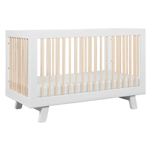 Hudson 3-in-1 Convertible Crib with Toddler Bed Conversion Kit in White & Washed Natural