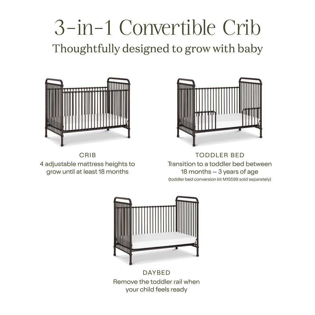 Abigail 3-in-1 Convertible Crib in Vintage Iron