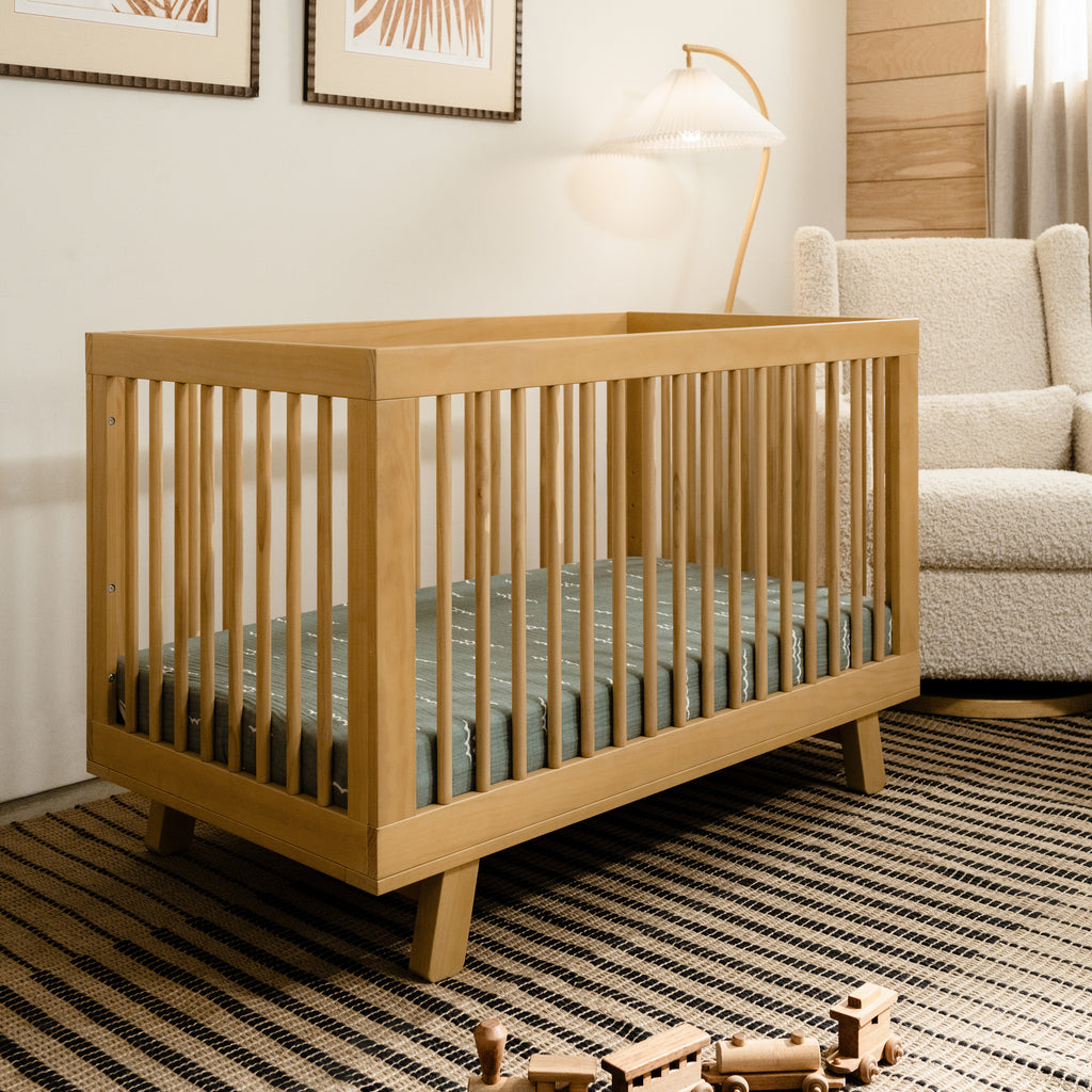 Hudson 3-in-1 Convertible Crib with Toddler Bed Conversion Kit in Honey