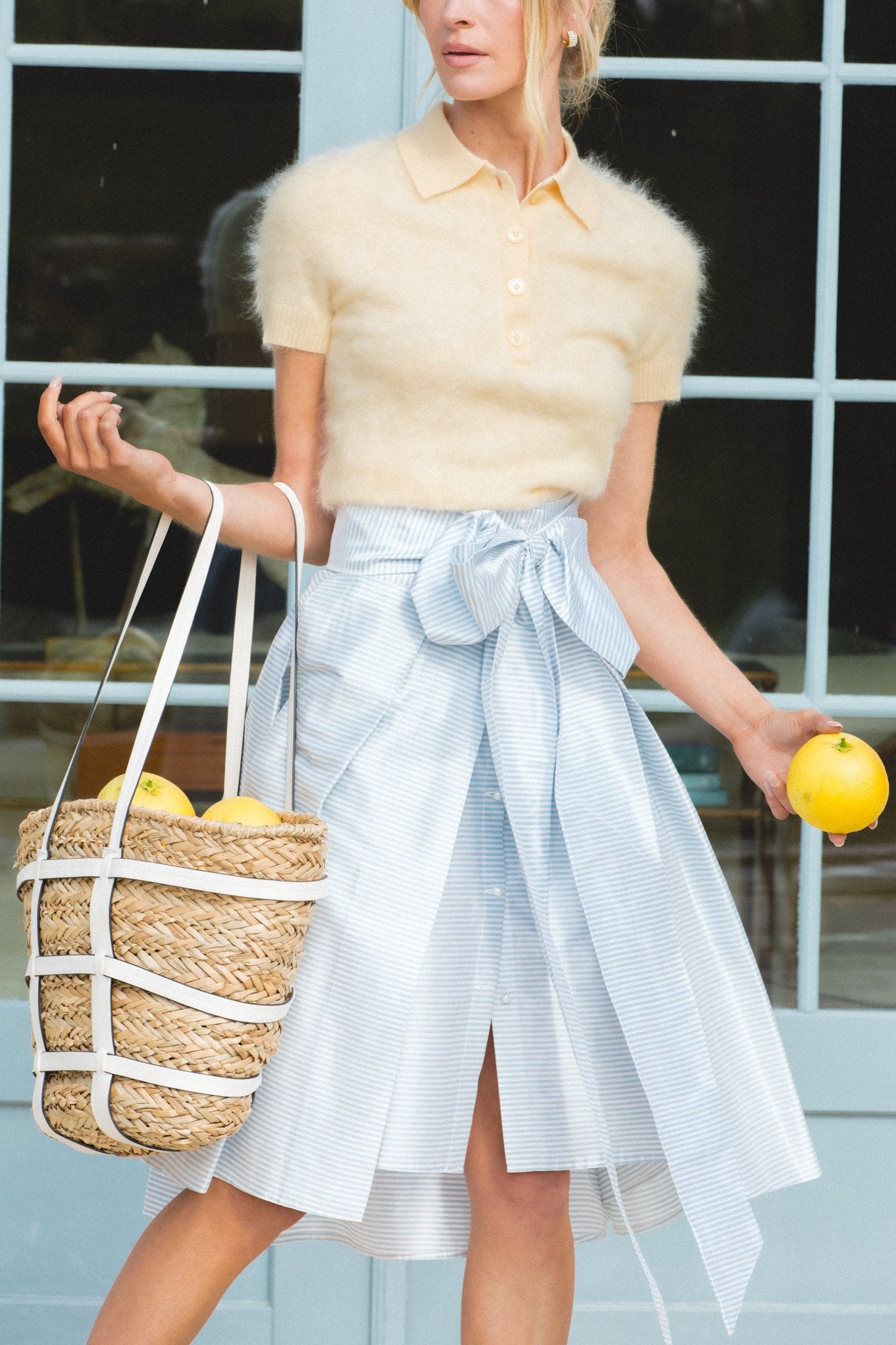 Knee-Length Skirt in Seaside Stripe