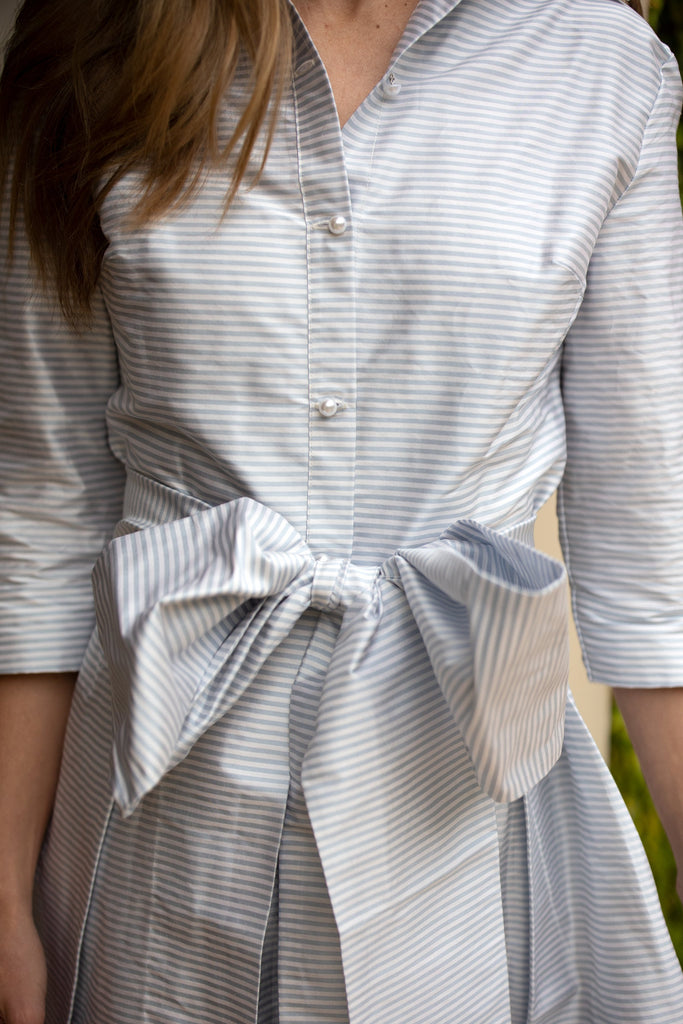 Collared Cocktail Dress in Seaside Stripe