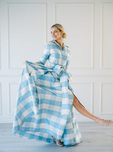 Effortlessly Elegant Gown in Large Blue Check