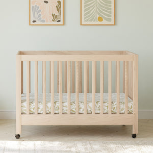 Maki Portable Folding Crib with Toddler Bed Conversion Kit in Washed Natural