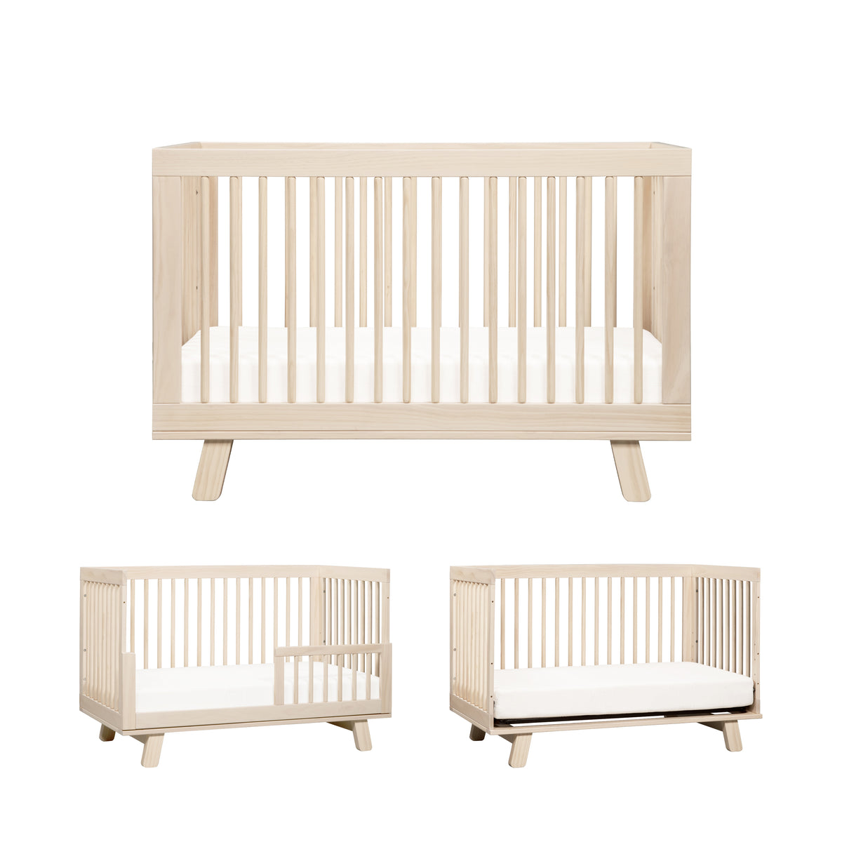 Hudson 3-in-1 Convertible Crib with Toddler Bed Conversion Kit in Washed Natural
