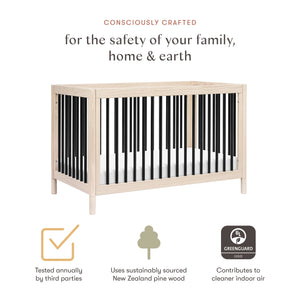 Gelato 4-in-1 Convertible Crib with Toddler Bed Conversion Kit in Washed Natural & Black