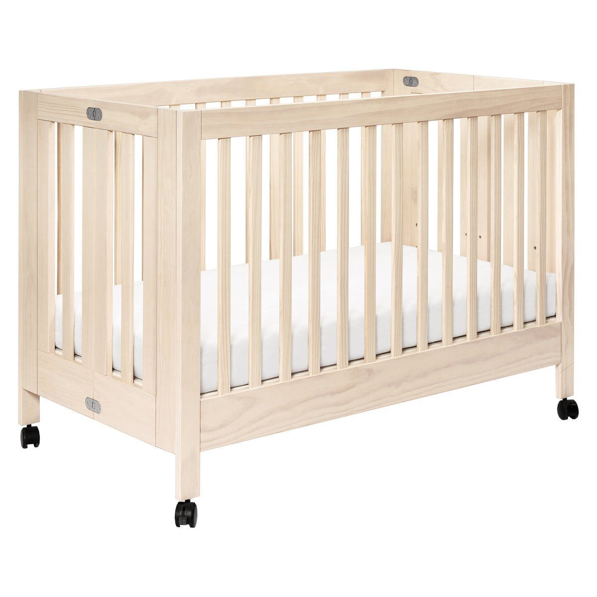 Maki Portable Folding Crib with Toddler Bed Conversion Kit in Washed Natural