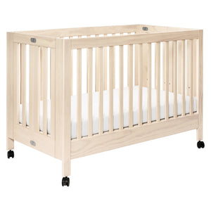 Maki Portable Folding Crib with Toddler Bed Conversion Kit in Washed Natural