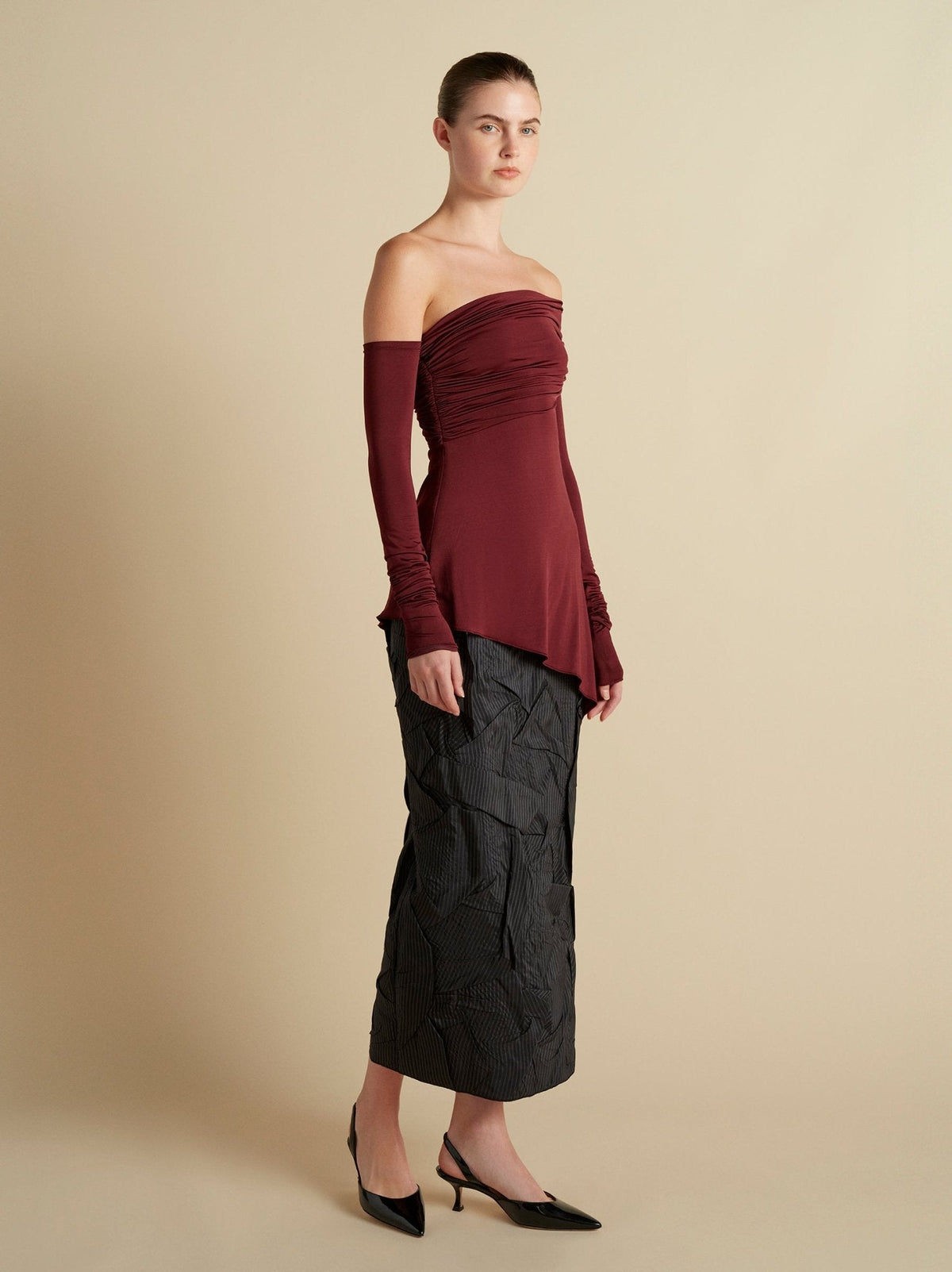 Jersey One - Shoulder Draped Top - Marina Moscone