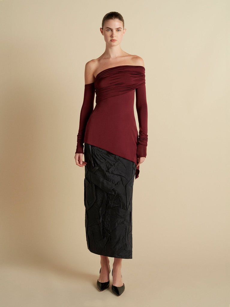 Jersey One - Shoulder Draped Top - Marina Moscone
