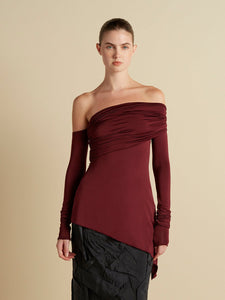 Jersey One - Shoulder Draped Top - Marina Moscone