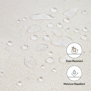 Naka Storage Ottoman in Eco-Performance Fabric | Water Repellent & Stain Resistant in Performance Cream Eco-Weave with Light Wood Base