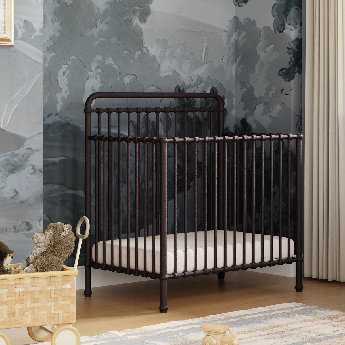 Winston 4-in-1 Convertible Mini Crib in Vintage Iron