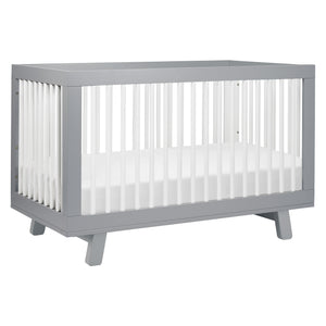 Hudson 3-in-1 Convertible Crib with Toddler Bed Conversion Kit in Grey & White