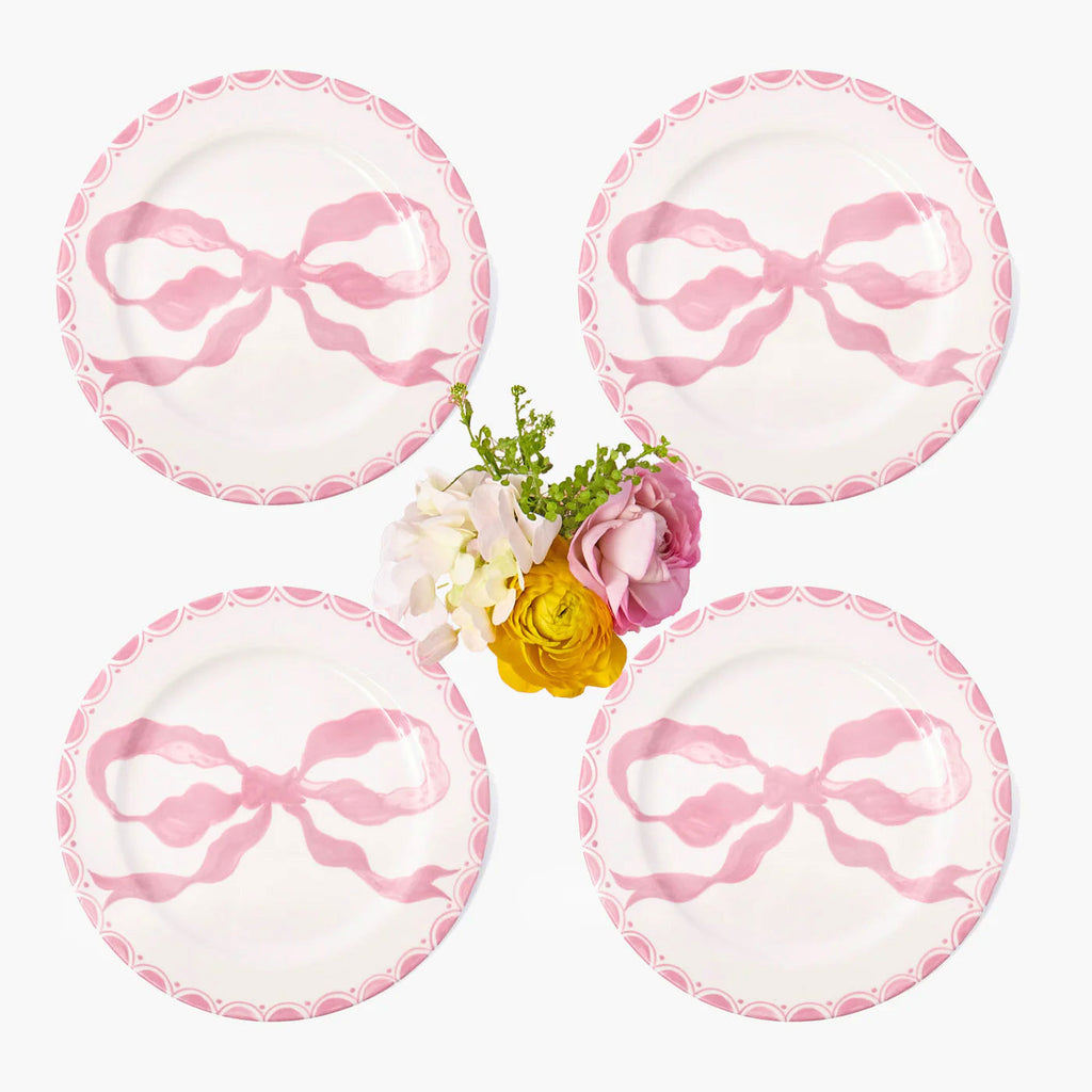 Marilyn Pink Bow Starter Plates, Set of 4