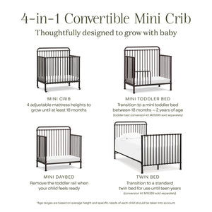 Winston 4-in-1 Convertible Mini Crib in Vintage Iron