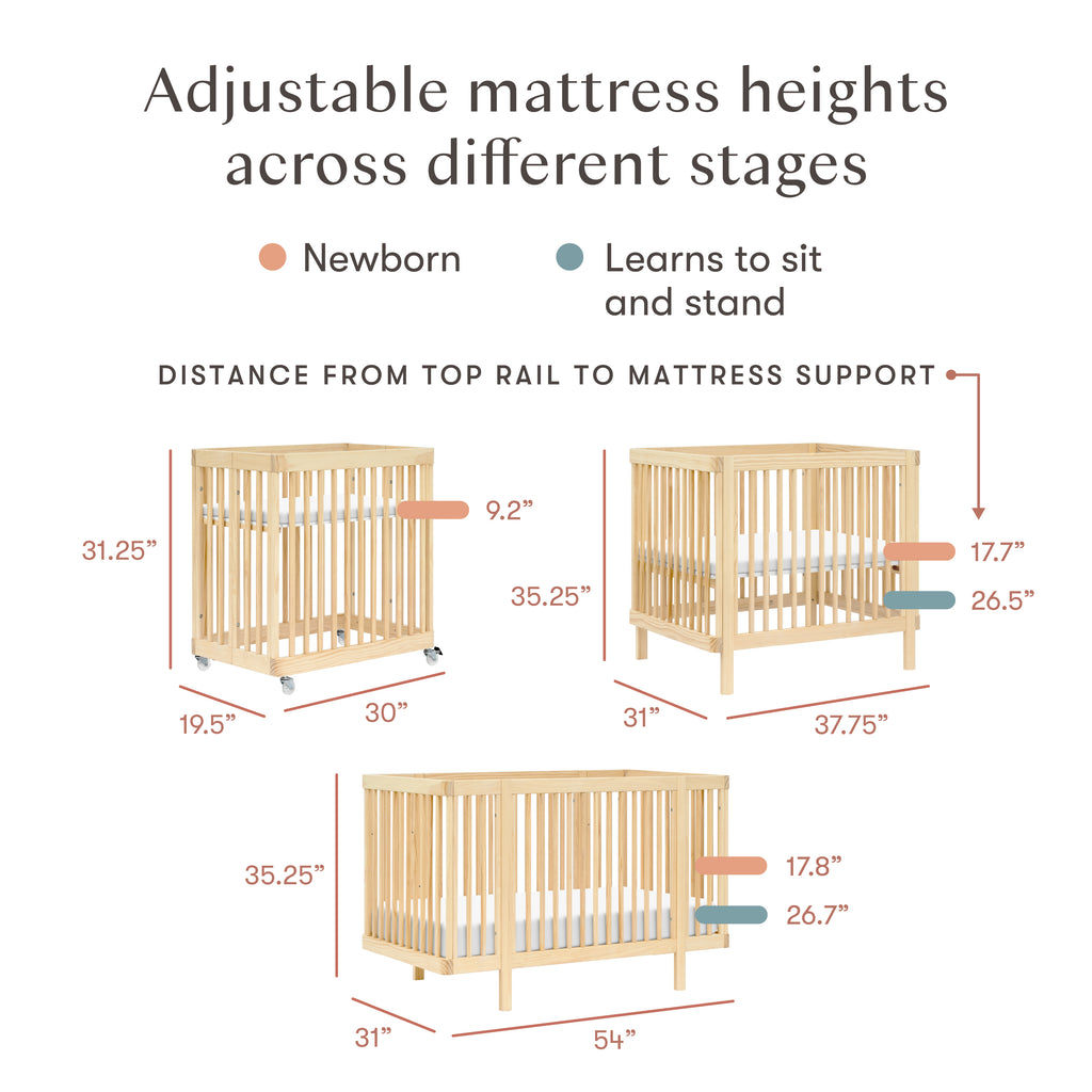 Pogo 8-in-1 Convertible Crib with All-Stages Conversion Kits in Blonde