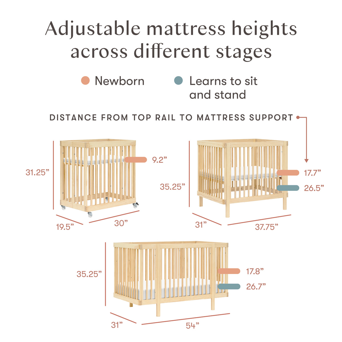 Pogo 8-in-1 Convertible Crib with All-Stages Conversion Kits in Blonde