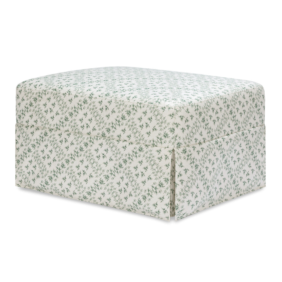 Sarah Flint x Namesake Crawford Gliding Ottoman in Eco-Performance Fabric | Water Repellent & Stain Resistant in Green Lattice Performance Eco-Weave