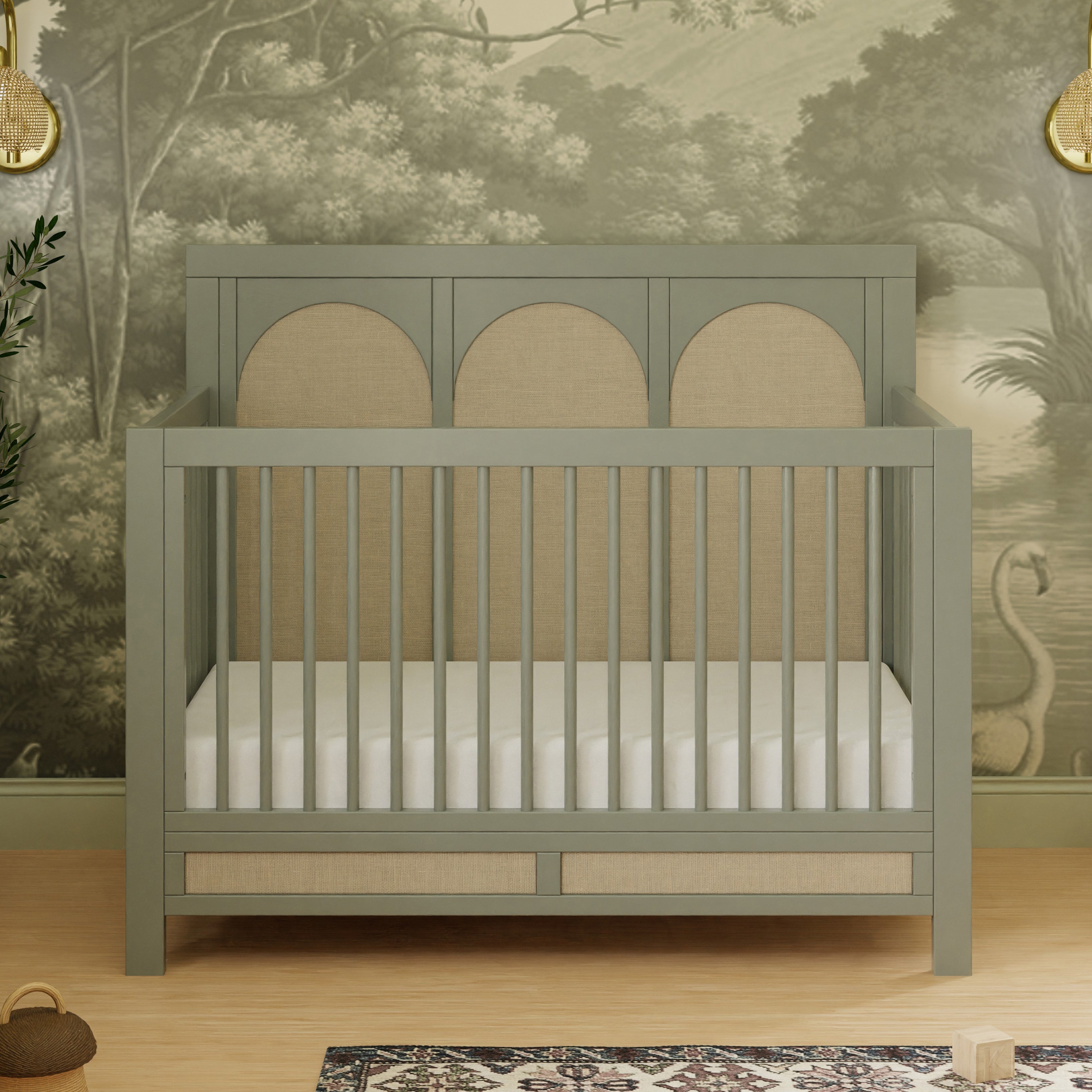 Eloise 4-in-1 Convertible Crib in French Sage and Performance Sand Eco-Weave