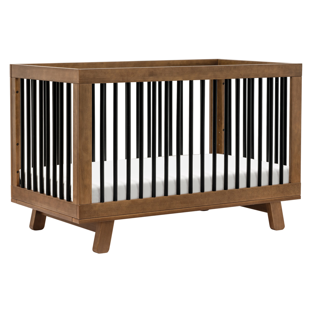Hudson 3-in-1 Convertible Crib with Toddler Bed Conversion Kit in Natural Walnut&Black